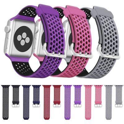 Double Colors Soft Silicone Hexagonal Apple Watch Straps Replacement