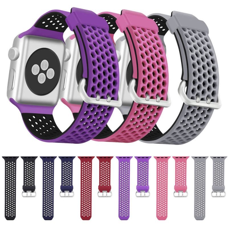 Double Colors soft Silicone Hexagonal Nike Sport band for Apple Watch Strap