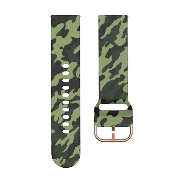 20 22mm Green Camouflage Silicone Watch Band