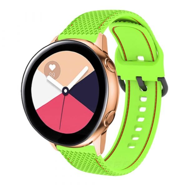 20 22mm two colors Stitched silicone watch band strap green