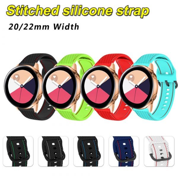 20 22mm Stitched silicone watch strap