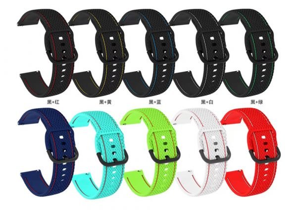 20 22mm Two Colors Stitched silicone watch strap All Colors