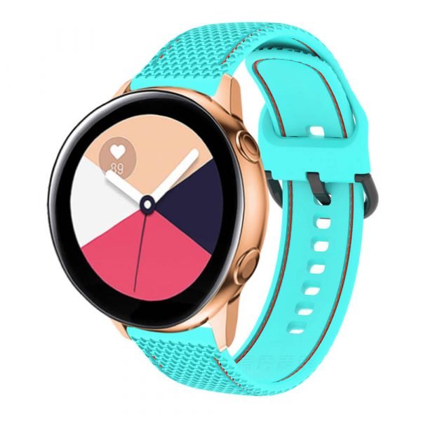 20 22mm Stitched silicone watch strap Teal Red