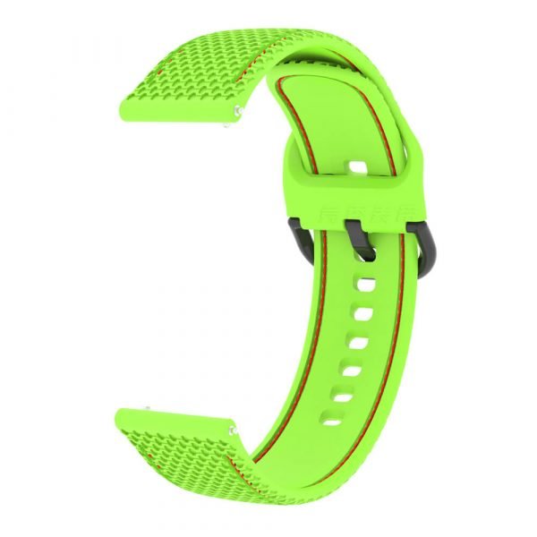 20 22mm Stitched silicone watch strap green