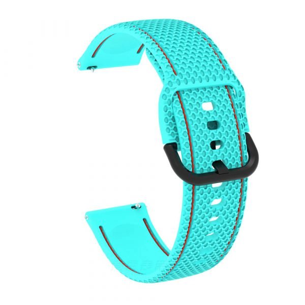 20 22mm Stitched silicone watch strap Teal Red