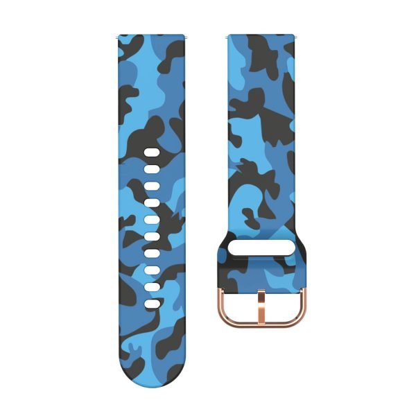 20 22mmm Blue Camouflage Silicone Watch Band