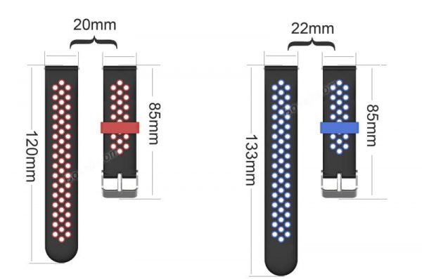 BS-GE-023 20mm-22mm-Double-colors-Nike-Watch-band-size