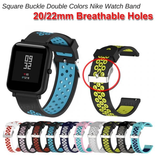 BS-GE-023 Square Buckle Double Colors Nike Watch Band breathable holes strap