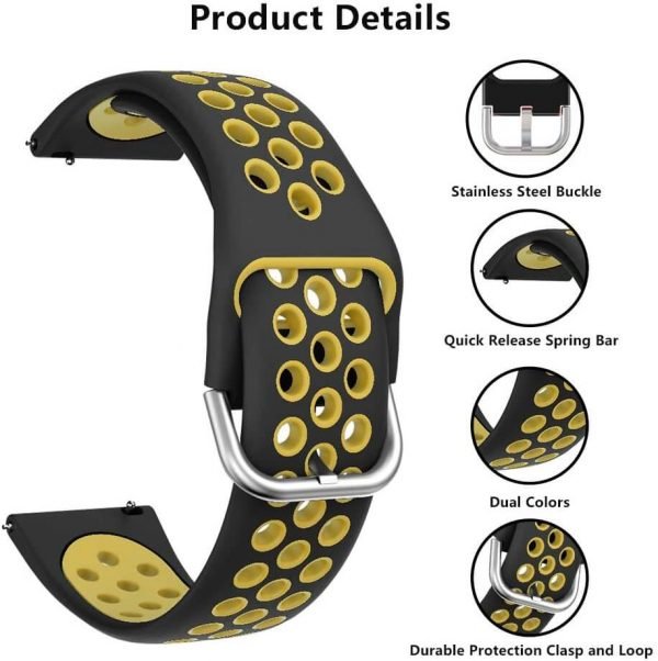 Feature of Two Colors Breathable holes Silicone Watch Band Strap for Samsung Galaxy Active 3 Buckle