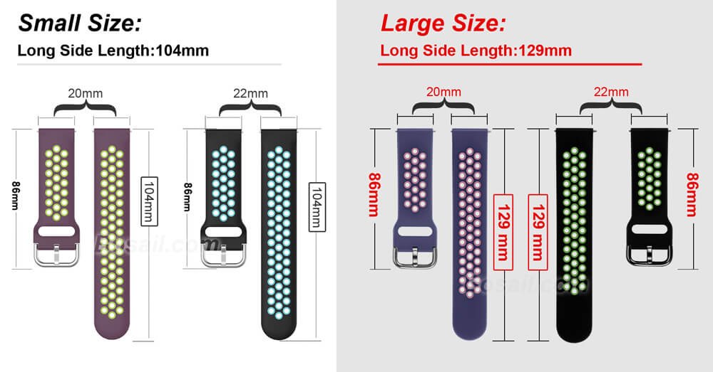 Two Colors Breathable holes Silicone Watch Band Strap for Samsung Galaxy Active 2 Buckle