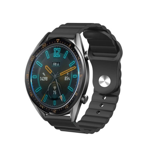 Wavy bump silicone watch strap Black 3