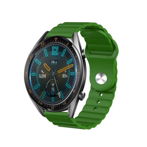 Wavy bump silicone watch strap Green